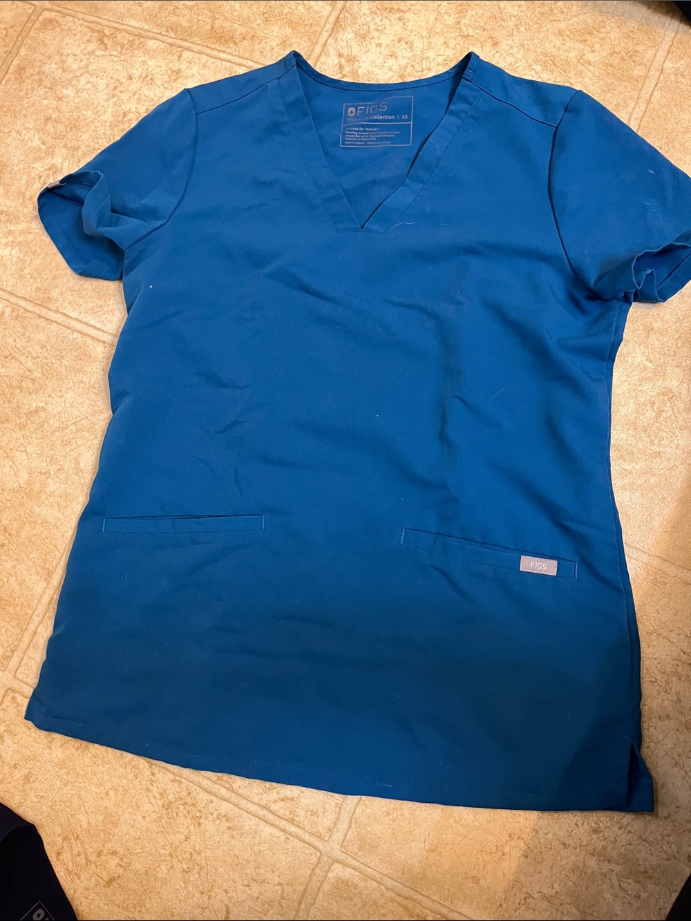 FIGS Women's V-Neck Tunic Top in Royal Blue